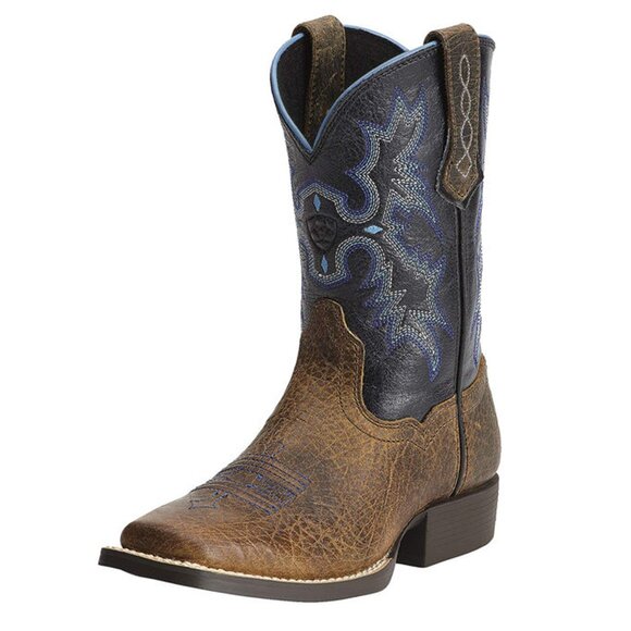 Ariat Boy's Brown Black Tombstone Leather Mid-Calf Classic Western Boots Sz 11.5 - Picture 1 of 7